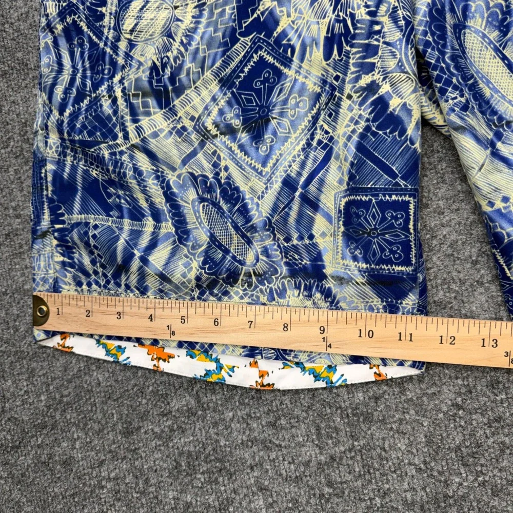Robert Graham Mens Blue Yellow Geometric Vintage Car Swim Trunks Board Shorts 32